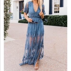 Lace Maxi Blue Romper